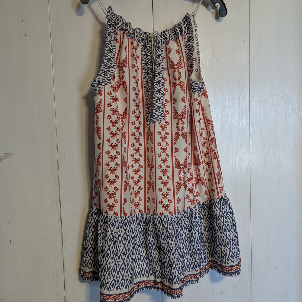 Floral and Geometric Print Dress